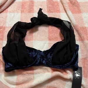 NWT Blue and Black Lingerie Bra top